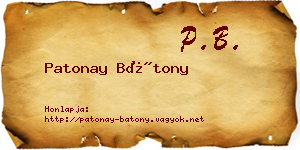 Patonay Bátony névjegykártya